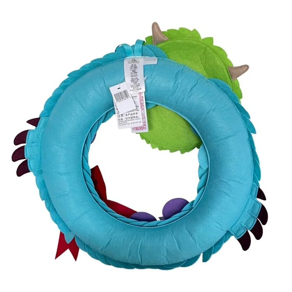 Disney Pixar Monsters Inc Sulley Mike Wazowski Boo Christmas Holiday Door Wreath